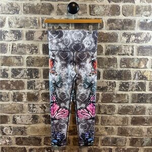 Evolution and Creation Snakeskin Butterfly Leggings Womens Sz S